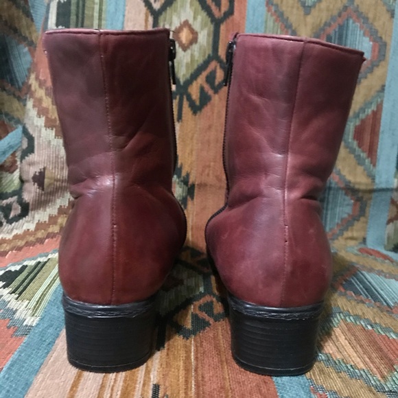 Burgundy Soft Leather Zip Ankle Boots - Picture 3 of 7